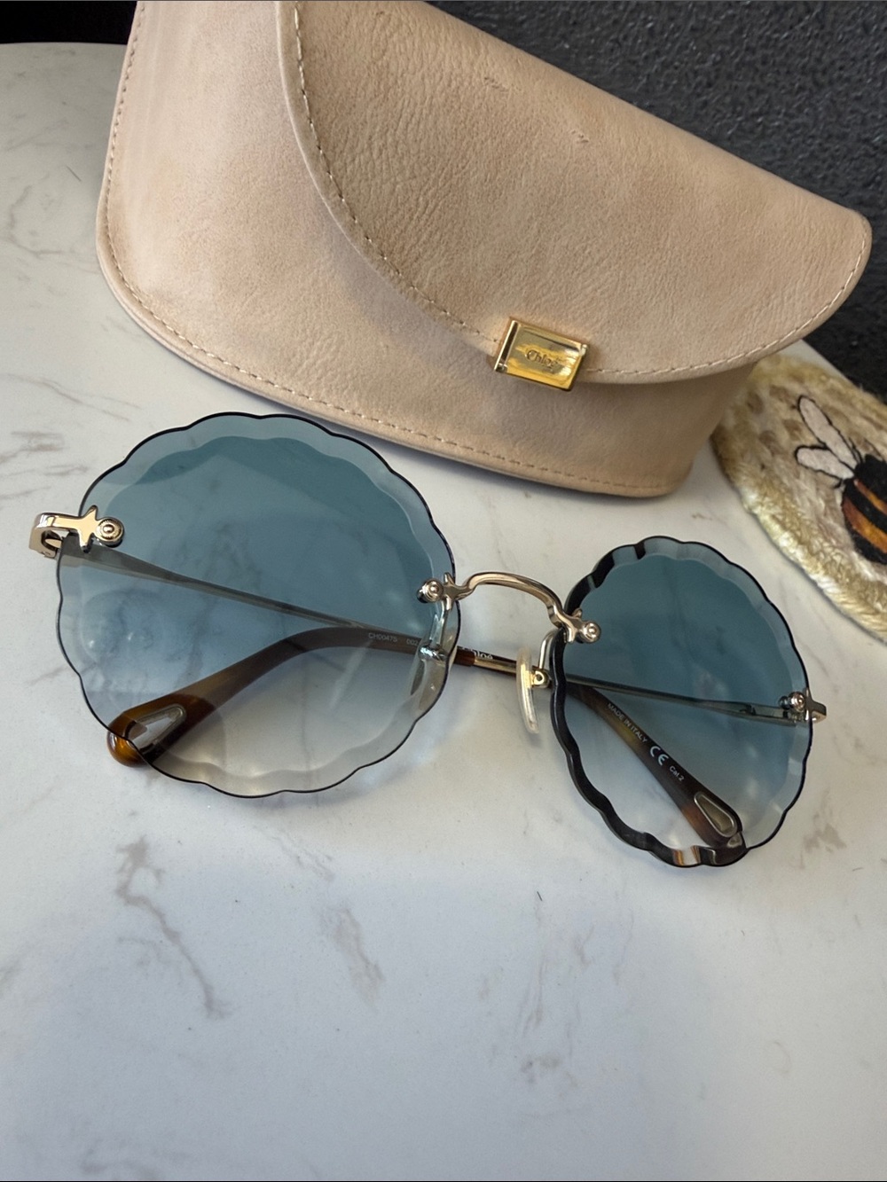 Chloe Scalloped Edge Sunnies with original case. Excellent condition